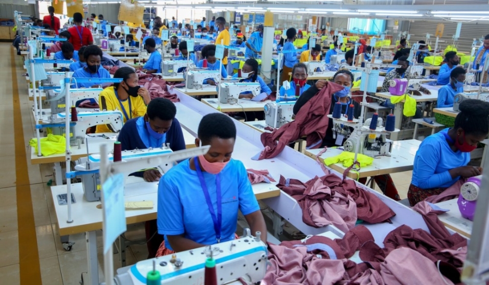 Tailors on duty at the private garment company Pink Mango, located in the Kigali Special Economic Zone. File