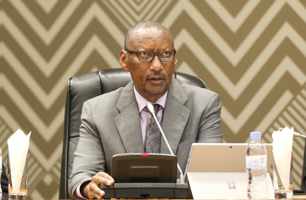 John Rwangombwa, the Governor of the National Bank of Rwanda (BNR), explains the reasons behind lending rate decisions to parliamentarians on November 18