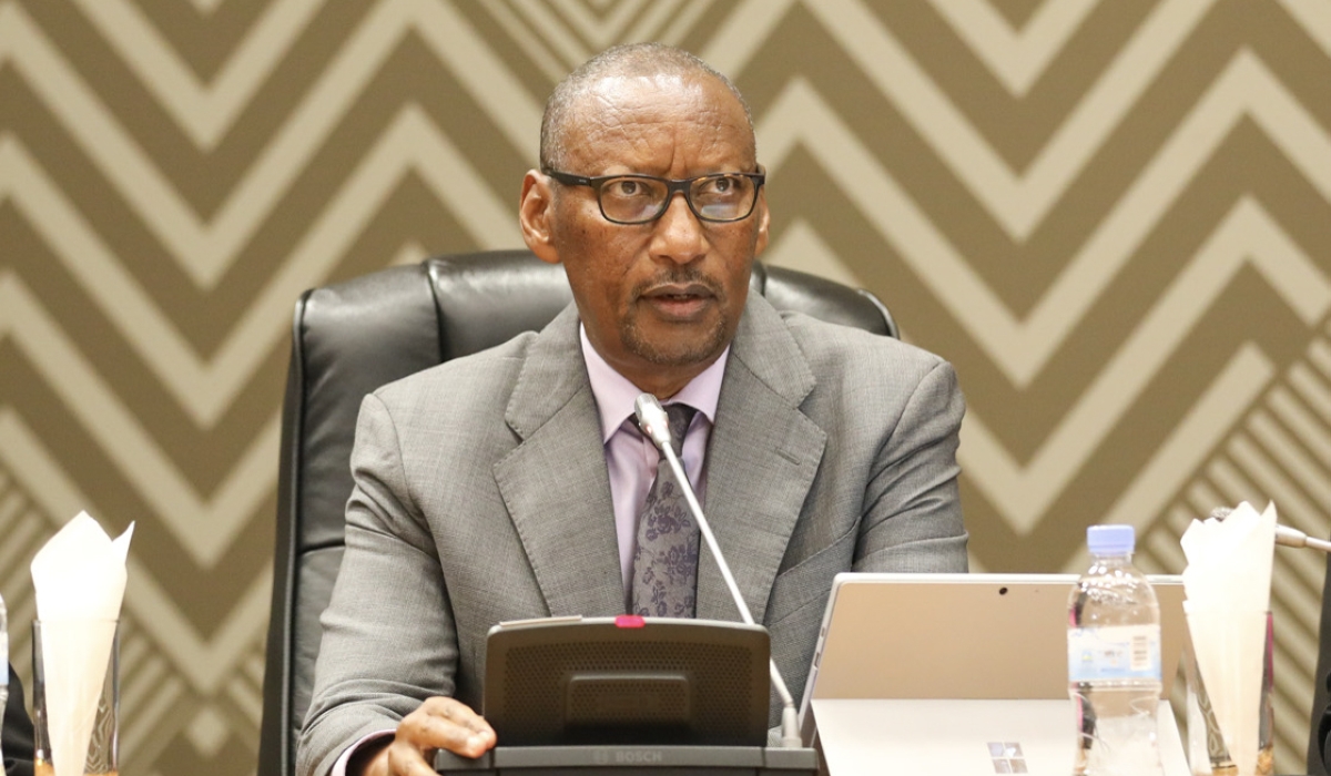 John Rwangombwa, the Governor of the National Bank of Rwanda (BNR), explains the reasons behind lending rate decisions to parliamentarians on November 18