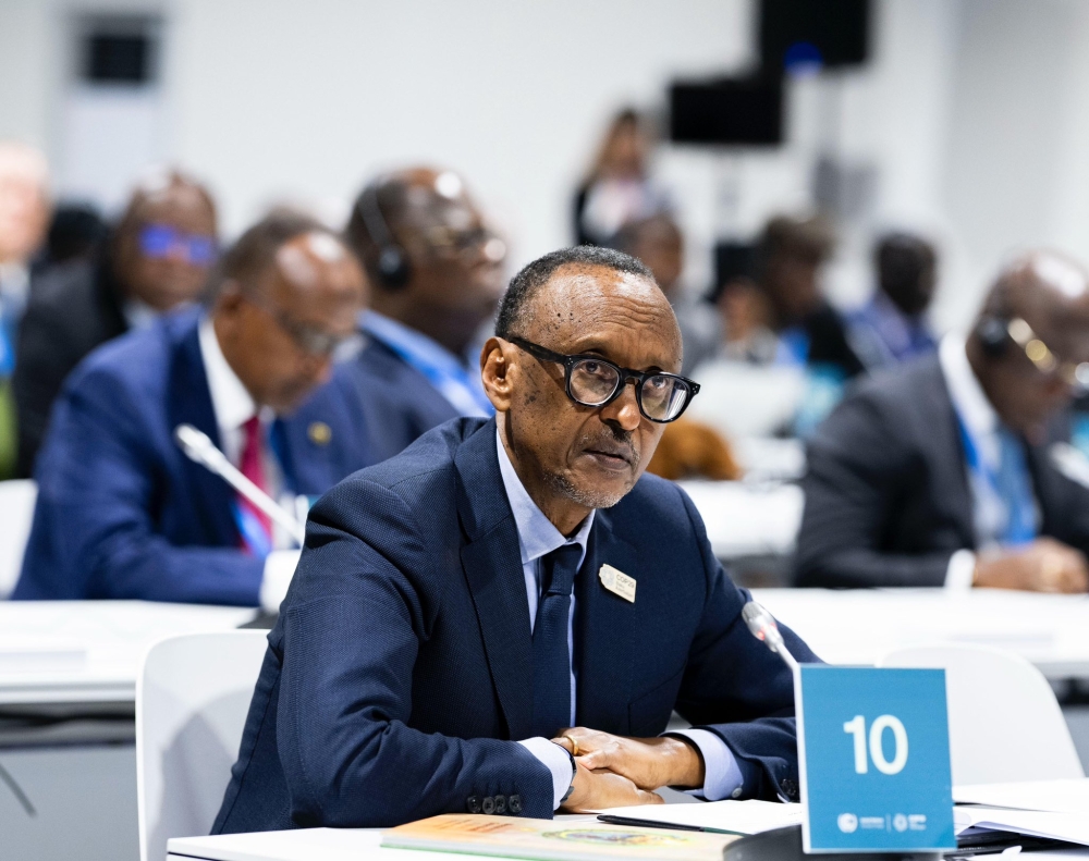 President Paul Kagame delivers his remarks during the session on Measuring the Green Wealth of Africa in Baku on November 13. Photo by Village Urugwiro