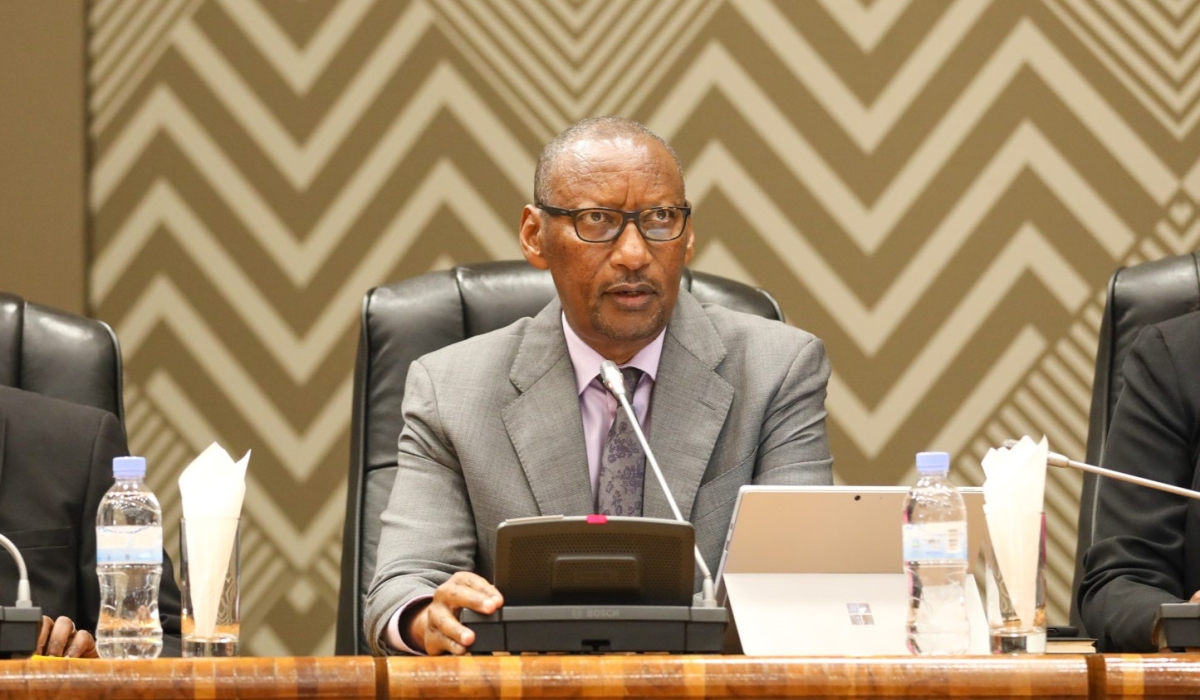 Governor of the National Bank of Rwanda John Rwangombwa speaks during the presentation of the central bank annual report in Parliament on November 18, 2024. Courtesy