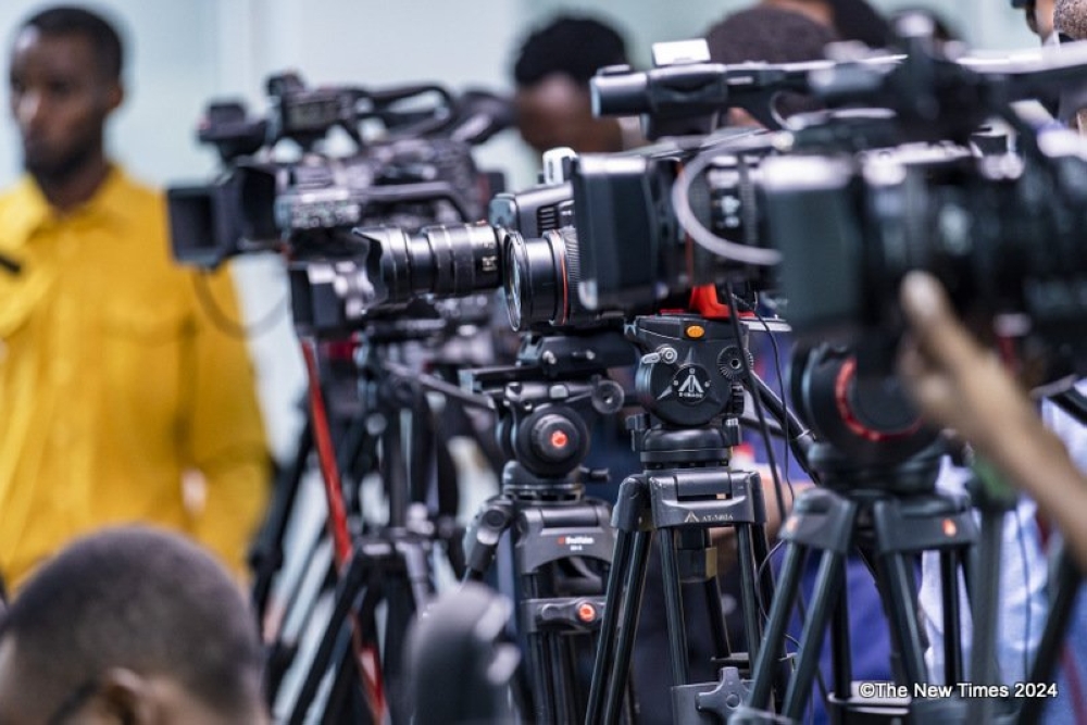 Cameras set up during coverage in Kigali. Regulating artificial intelligence (AI)-generated content is among the expected outcomes of the proposed media policy if approved. Photo by Sam Ngendahimana 