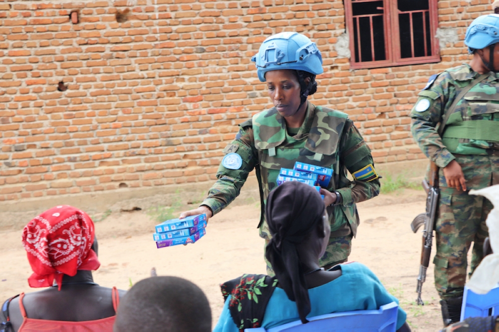 Rwandan female peacekeepers serving under UNMISS conducted malaria prevention training for residents of Reggo Payam, Terekeka County, South Sudan. Photo Courtesy