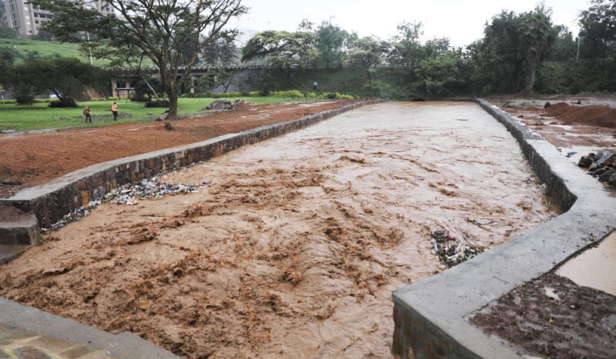 A newly constructed water drainage to curb floods at Kanogo in Kigali. Photo by Sam Ngendahimana