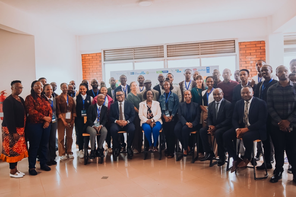 UR officials  and the University students   pose for a group photo during the third Innovation Week in Kigali