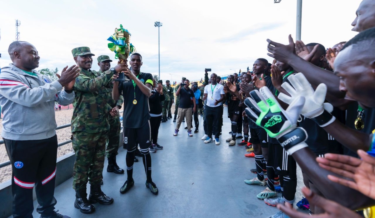 Rwanda&#039;s RDF 5 Division lift the trophy after defeating Tanzania&#039;s TPDF 202 Brigade in a football friendly match at Ngoma Stadium on Wednesday, November 20-courtesy