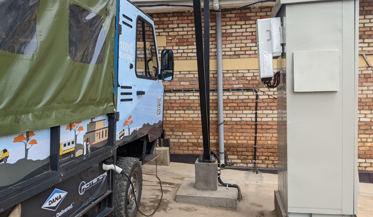 An electric vehicle charging station in Nyamagabe District/ Photo by Germain Nsanzimana.