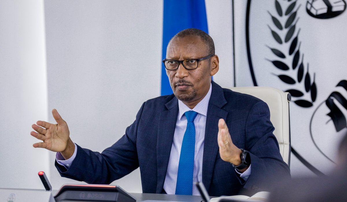 Central Bank Governor John Rwangombwa addresses the media  on the latest decision from the Monetary Policy Committee meeting on Thursday, November 21. Photos by Craish Bahizi