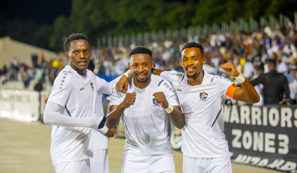 APR FC players celebrate the victory as they defeated Muhazi United 1-0  at Kigali Pele Stadium on Saturday, November 23. Courtesy