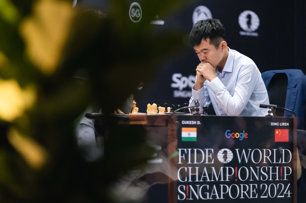 Reigning world champion Ding Liren struck first, beating India’s D. Gukesh in Round 1 of World Chess Championship 2024, at Singapore&#039;s Equarius Hotel in Resorts World Sentosa, on Monday, November 25.