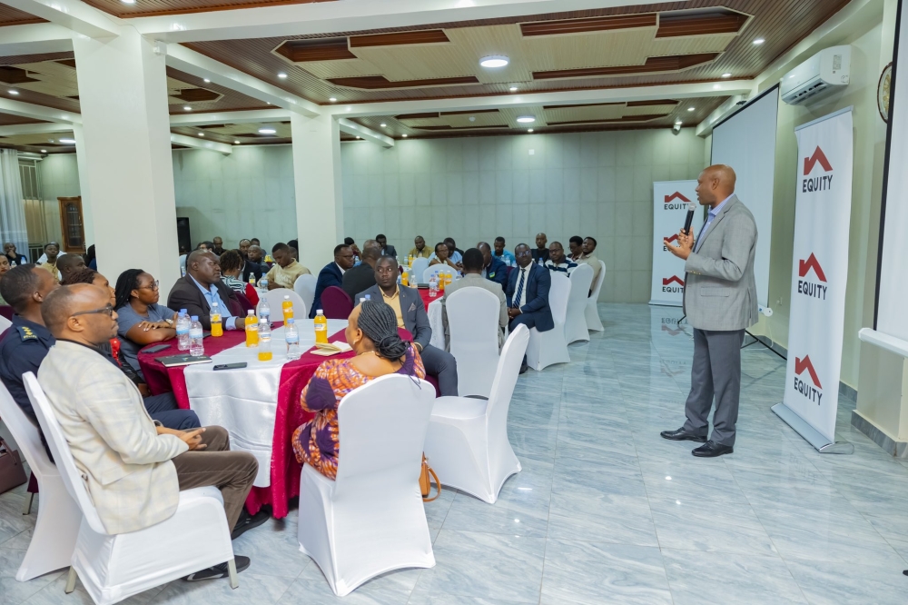 Hannington Namara, the Managing Director of Equity Bank Rwanda addresses clients