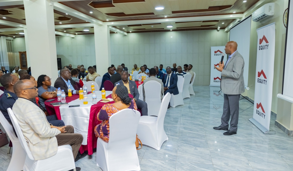 Hannington Namara, the Managing Director of Equity Bank Rwanda addresses clients