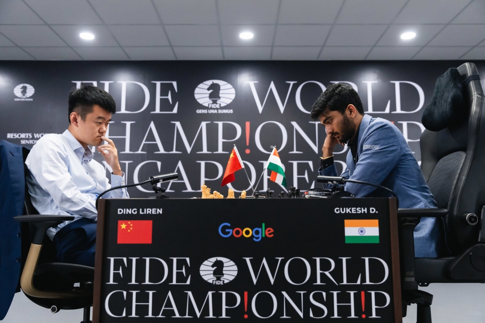 Reigning champion GM Ding Liren and GM Gukesh Dommaraju agreed on a draw after nearly three hours of play in Round 2 of World Chess Championship 2024, at Singapore&#039;s Equarius Hotel in Resorts World Sentosa, on Tuesday, November 26.
