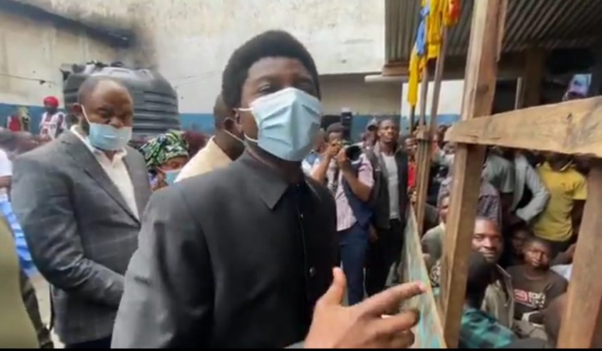 DR Congo&#039;s Justice minister Constant Mutamba speaks to inmates at Munzenze prison in the border city of Goma during which he made incendiary statements against Rwanda and President Kagame, as well as Congolese Rwandophone communities, on Saturday.