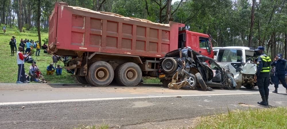 The scene of an accident that involved a truck and at least two other vehicles in Kamonyi District in December 2022. Photo: File.