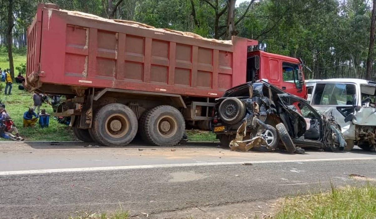 The scene of an accident that involved a truck and at least two other vehicles in Kamonyi District in December 2022. Photo: File.