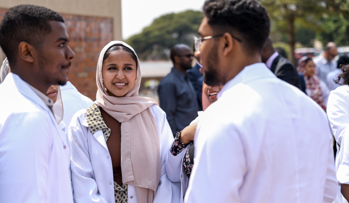 Some of over 200 students from the University of Medical Sciences and Technology (UMST) in Khartoum, Sudan, who relocated to Kigali, to continue their studies at University of Rwanda. Mugwiza