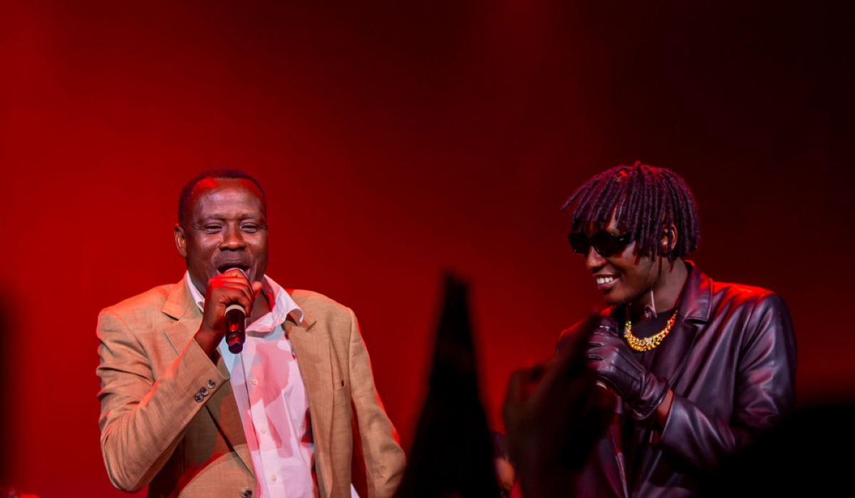 Davis D&#039;s father Jean Damascene Bukuru joined his son on stage for a performance during his 10-year music anniversary on Friday, November 29 at KCEV-Photos by IGIHE