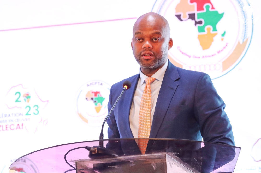 Wamkele Mene, Secretary General of AfCFTA addresses a past conference. The Trade Development Forum, co-hosted by the government of Rwanda and TradeMark Africa, is set to kick off on December 2-3 in Kigali. File