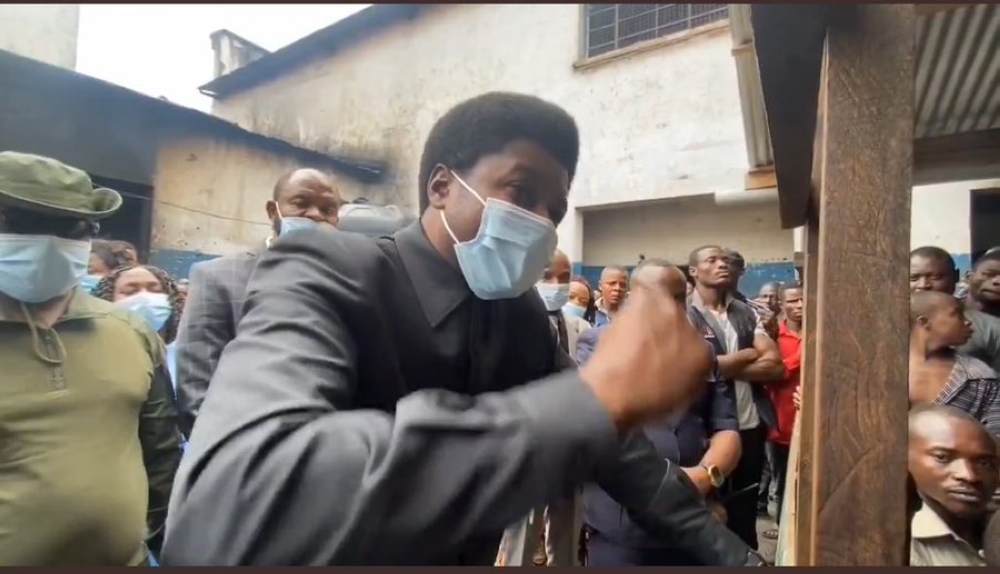 The Democratic Republic of Congo&#039;s Minister of Justice Constant Mutamba addresses prisoners in Goma. Internet