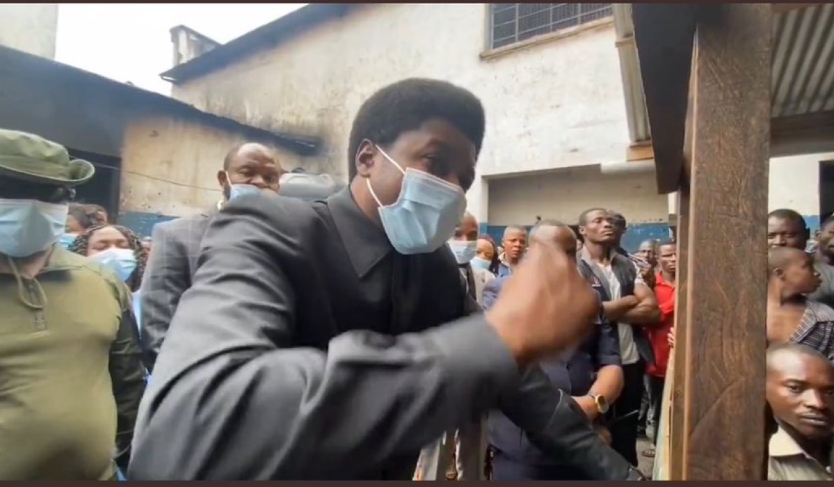 The Democratic Republic of Congo&#039;s Minister of Justice Constant Mutamba addresses prisoners in Goma. Internet