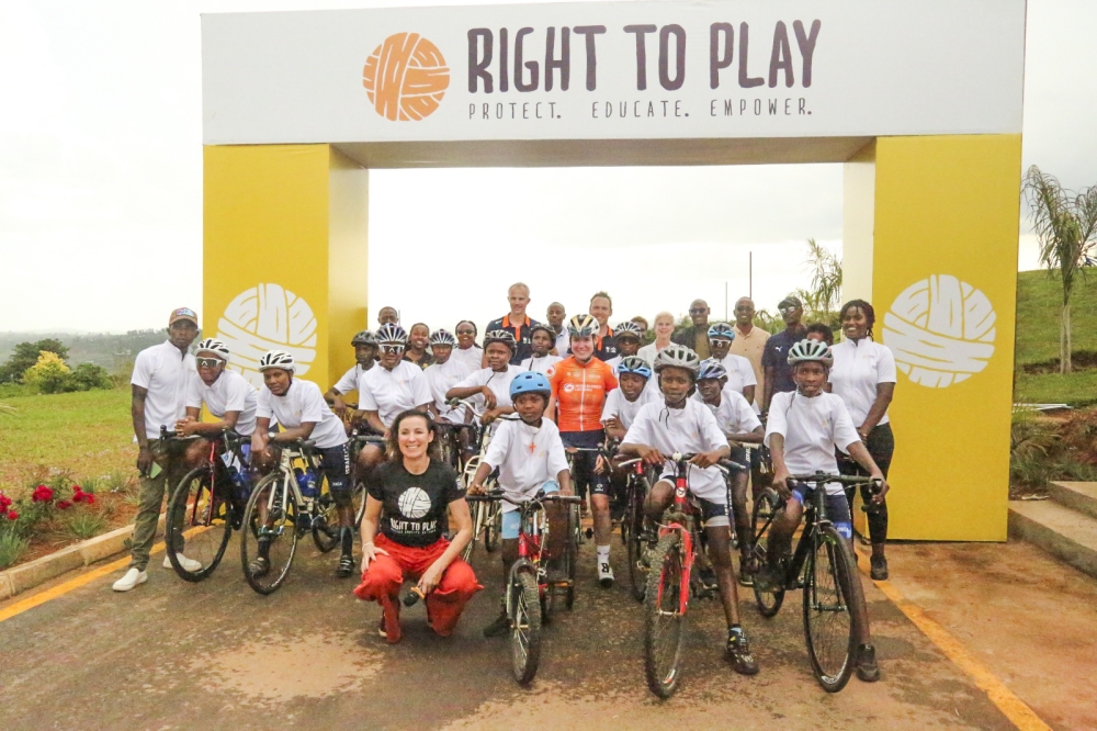 Children at  “Power To Pedals” that was officially launched on November 30 in Bugesera District. Photos by Frank Ntarindwa