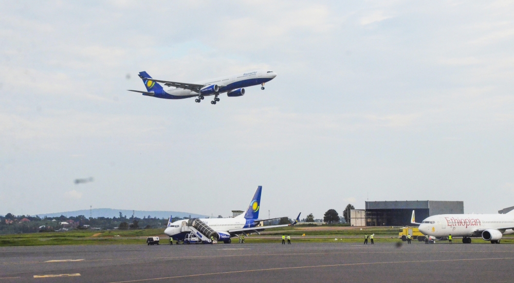 A view of Kigali International Airport. The airport introduced new air navigation procedures allowing aircraft to occasionally fly over the city during landing, effective November 28. Sam Ngendahimana