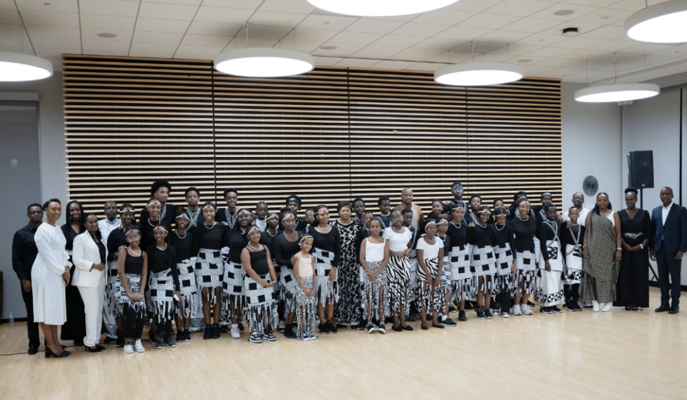 Group of Rwandan children after traditional dance performance