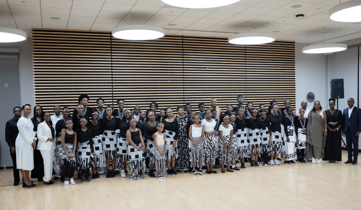 Group of Rwandan children after traditional dance performance