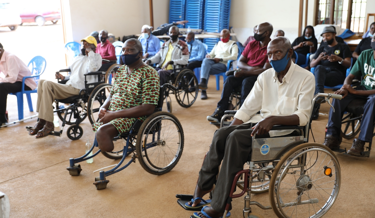 People with disabilities during a meeting at Nyarugunga Sector.  Craish Bahizi