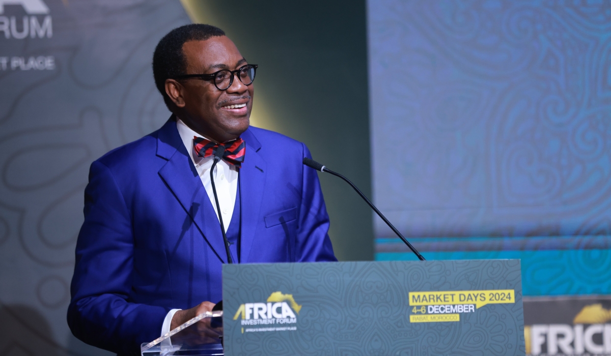 President of the African Development Bank Group, Akinwumi Adesina delivers his remarks during the opening of the Africa Investment Forum (AIF) Market Days on December 4, in Rabat, Morocco. Courtesy