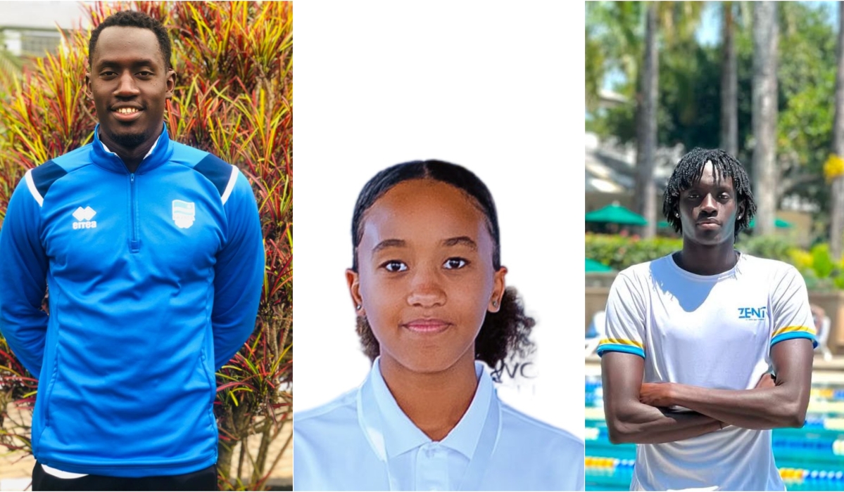 L-R: Isihaka Irankunda, Aragsan Mugabo and Cederic Niyibizi will represent Rwanda the World Aquatics championships in Budapest, Hungary, from December 9-15-courtesy