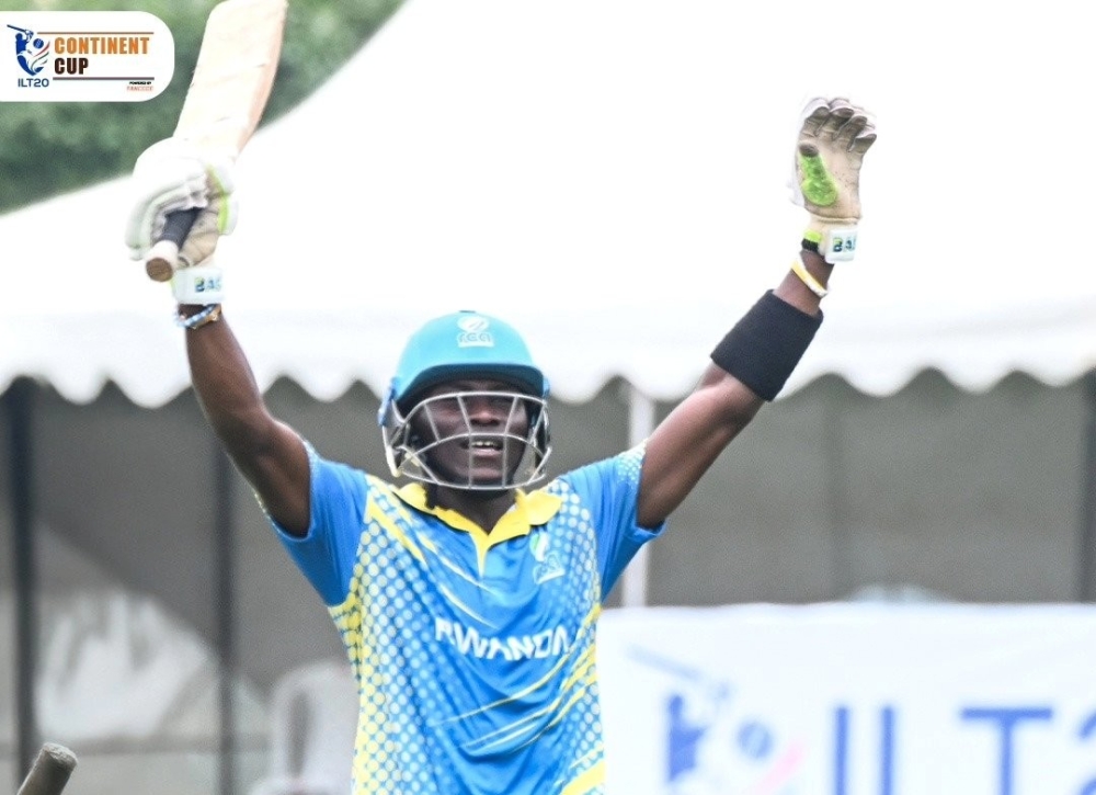 Oscar Manishimwe celebrates as Rwanda overcomes Botswana on Friday, December 6. Courtesy