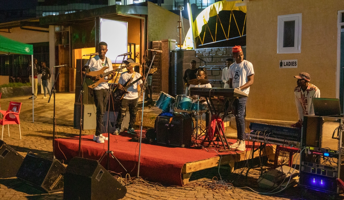 A music band performing at Kisimenti in Kigali. Photo by Craish Bahizi