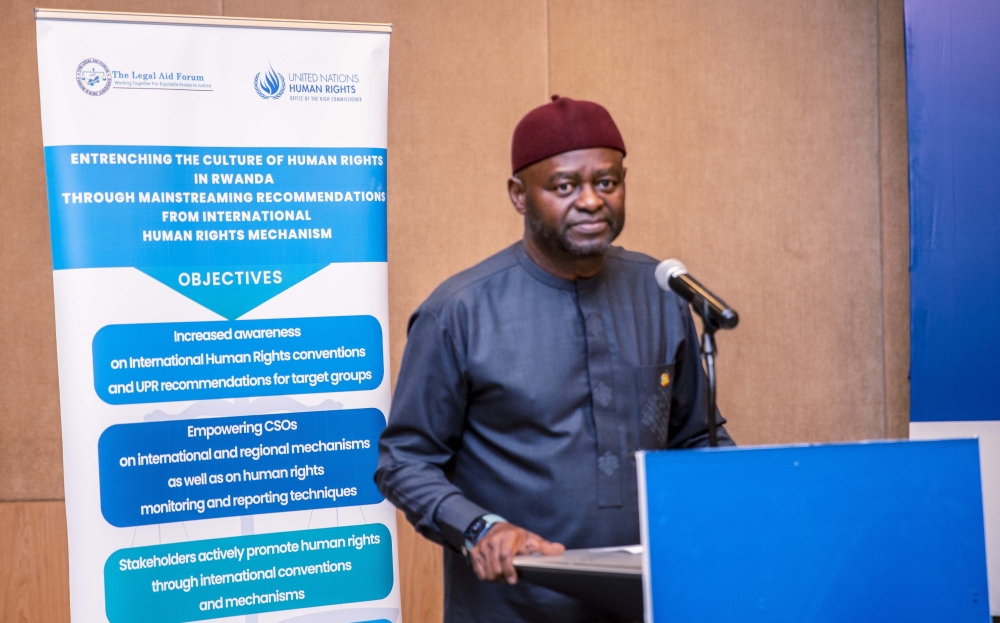 Ozonnia Ojielo, the One UN Resident Coordinator addresses  delegates during the celebration of International Human Rights Day on December 9. Courtesy