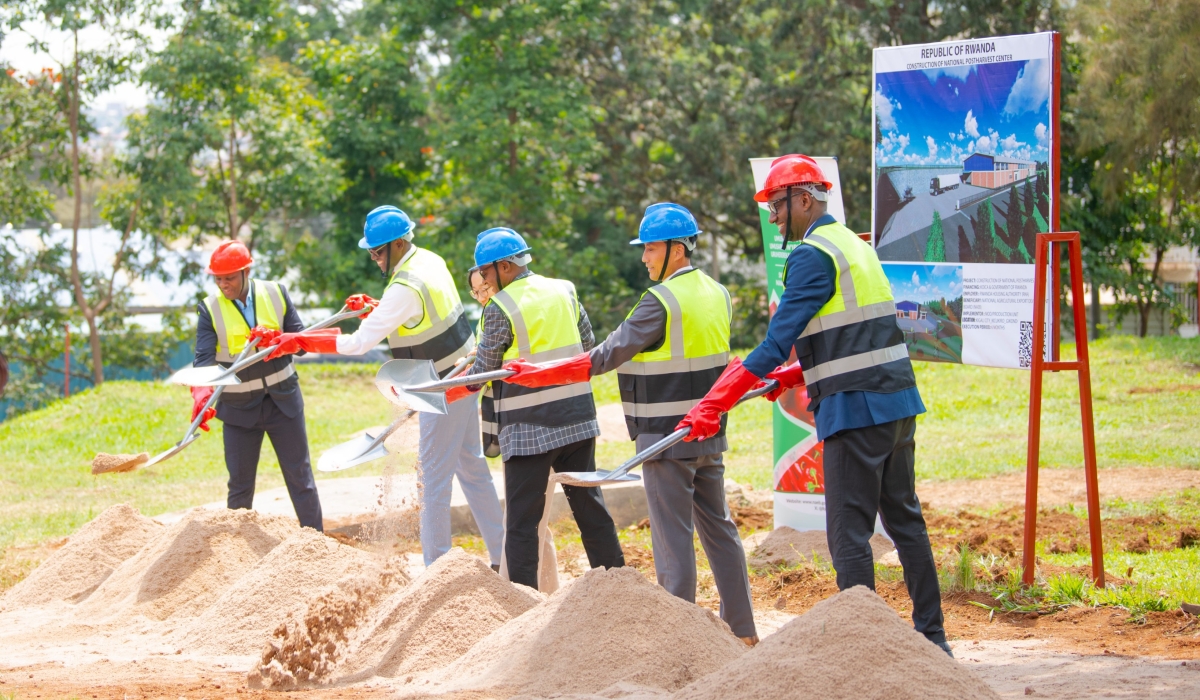 Officials during the groundbreaking event to construct the post-harvest centres in Kigali on Tuesday, December 10. Courtesy