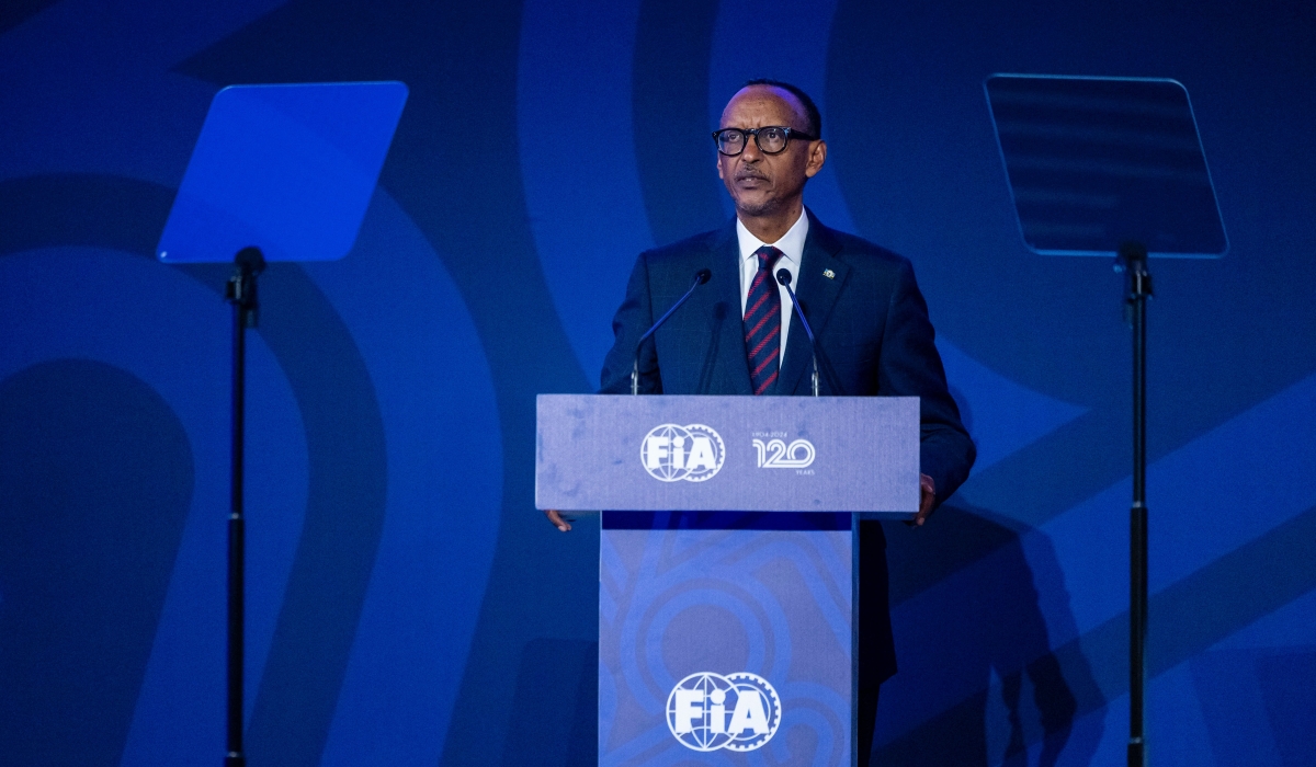 President Kagame speaks at the opening of the FIA General Assembly in Kigali on Friday, December 13. PHOTO BY OLIVIER MUGWIZA