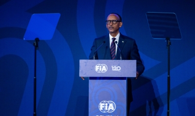 President Kagame speaks at the opening of the FIA General Assembly in Kigali on Friday, December 13. PHOTO BY OLIVIER MUGWIZA