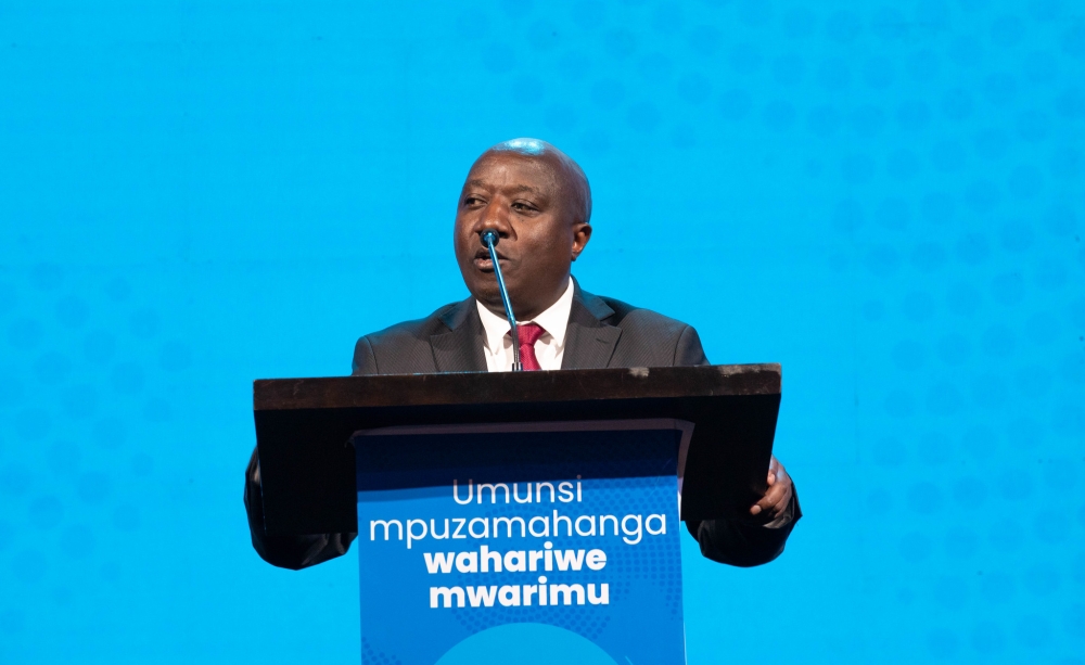 Prime Minister Edouard Ngirente addresses teachers during national Teacher’s Day celebrations on Friday, December 13. All photos by Craish Bahizi