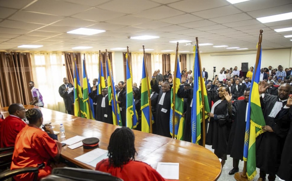 New advocates take oath  during their swearing-in ceremony on December 13. Courtesy