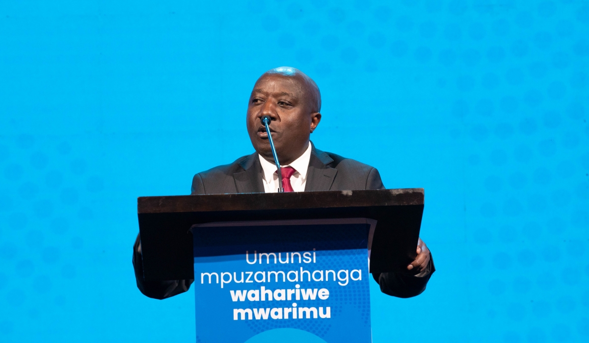 Prime Minister Edouard Ngirente addresses teachers during national Teacher’s Day celebrations on Friday, December 13. All photos by Craish Bahizi