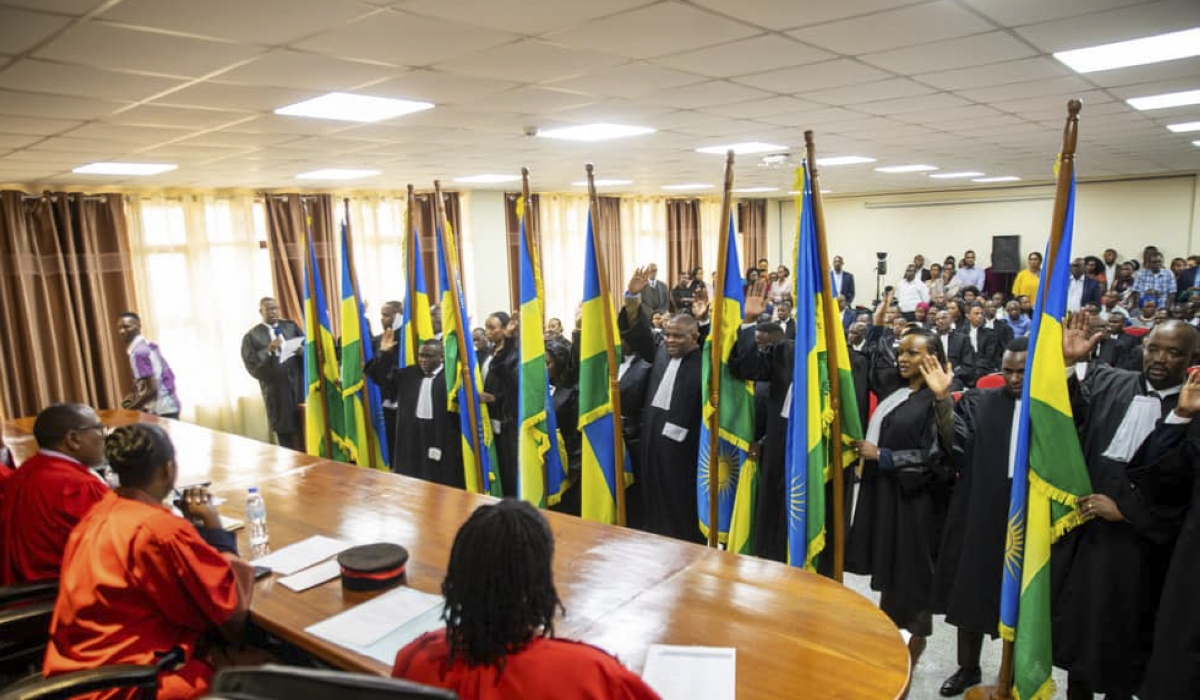 New advocates take oath  during their swearing-in ceremony on December 13. Courtesy