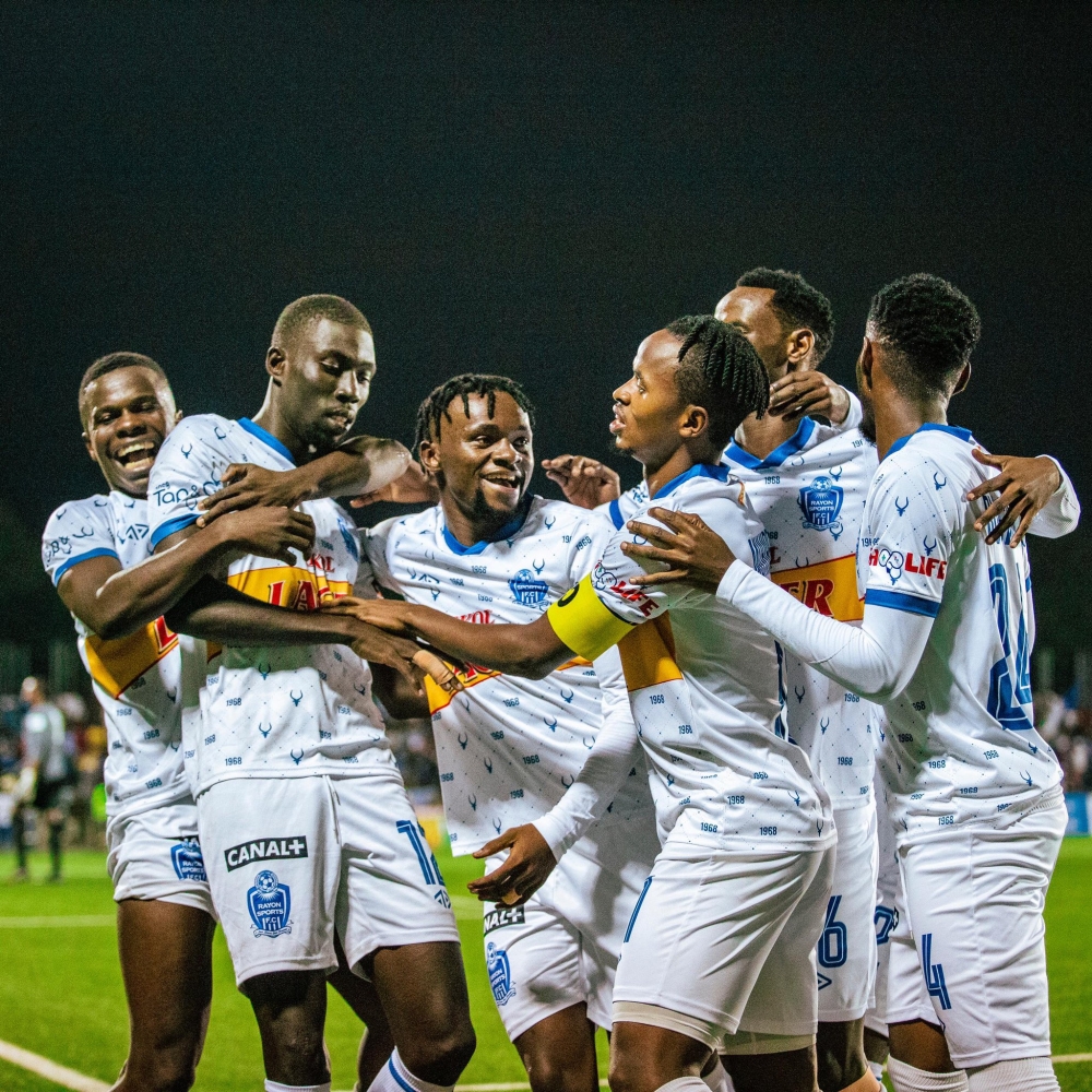 Rayon Sports players celebrate after beating city rivals AS Kigali 3-1  at Kigali Pele Stadium on Saturday, December 14. All photos by Craish Bahizi