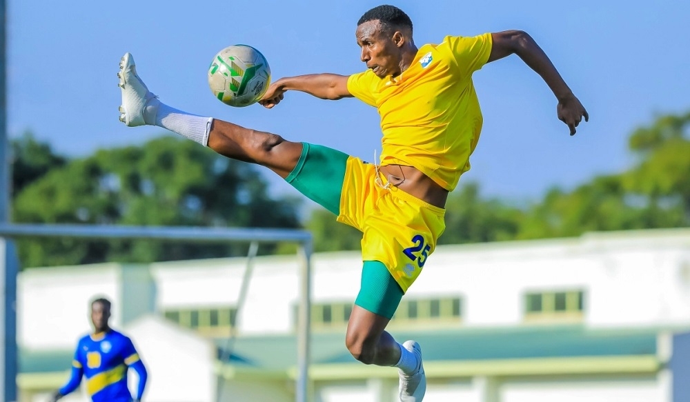 Amavubi defender Emery Bayisenge in action during a training session. File