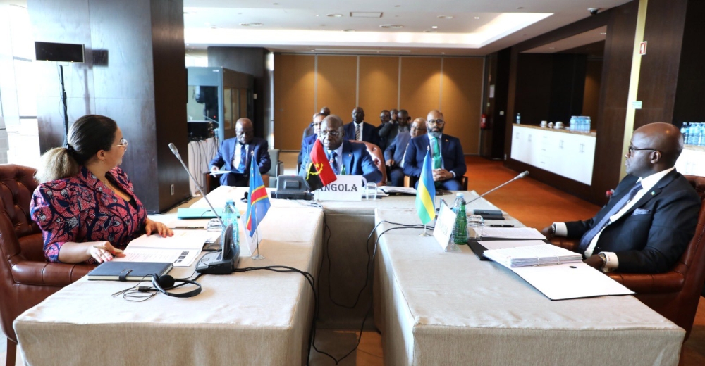 Minister of Foreign Affairs Olivier Nduhungirehe and DR Congo&#039;s  at  the 7th Ministerial Meeting on peace and security in the Eastern DRC, in Luanda Angola on Saturday, December 14. Courtesy