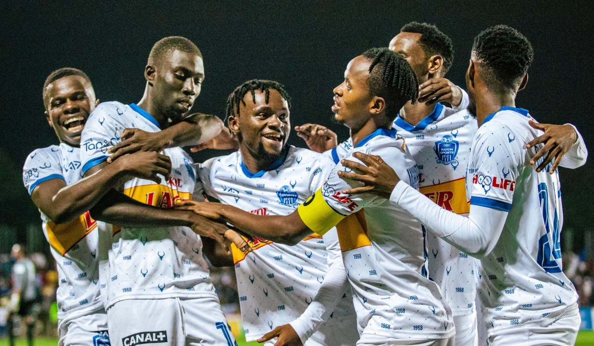 Rayon Sports players celebrate after beating city rivals AS Kigali 3-1  at Kigali Pele Stadium on Saturday, December 14.