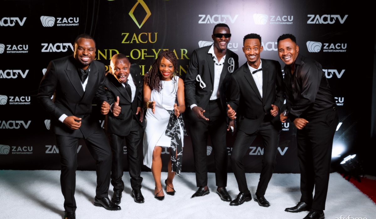 Zacu CEO Wilson Misago and Souphie TchaTchoua, MD at Canal + joins Rwandan film celebrities on red carpet during end of year party held at Kigali City Tower on Friday-All photos by Afrifame Pictures