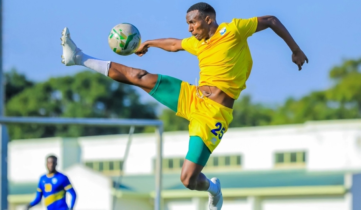 Amavubi defender Emery Bayisenge in action during a training session. File