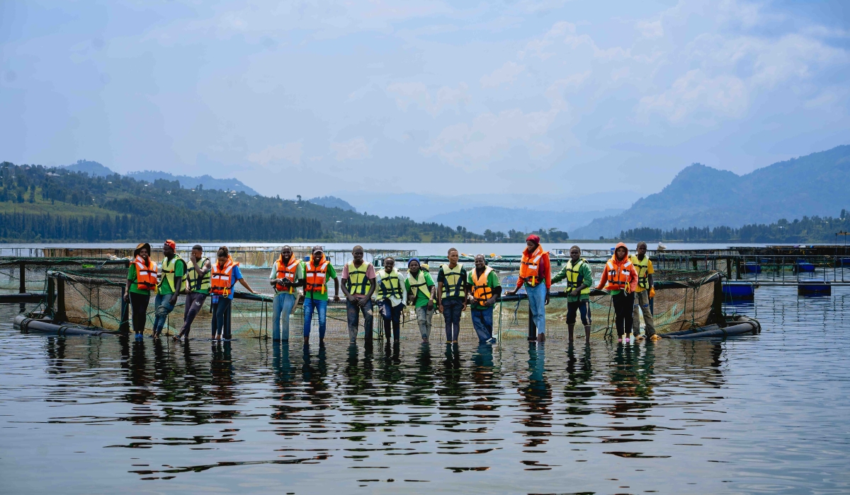 Kivu Choice feeders’ team posing for a photo at the farm in Lake Kivu