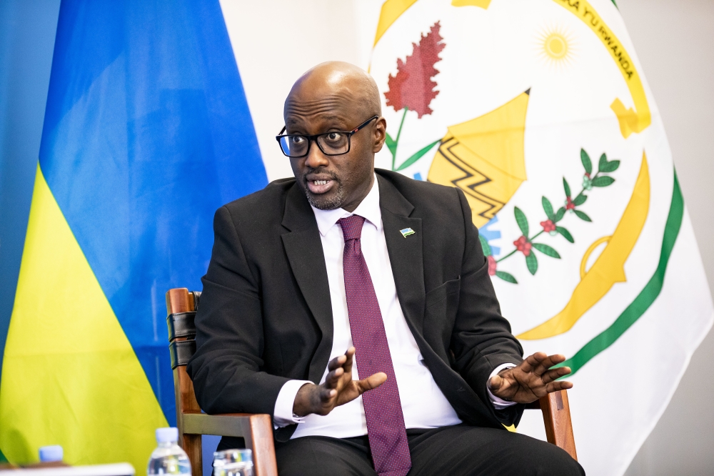 Minister of Foreign Affairs and International Cooperation Olivier Nduhungirehe during an interview with The New Times on October 30, 2024. Photo by Emmanuel Dushimimana